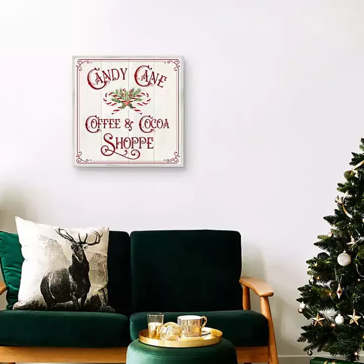 Vintage Candy Cane Christmas Canvas Wall Plaque