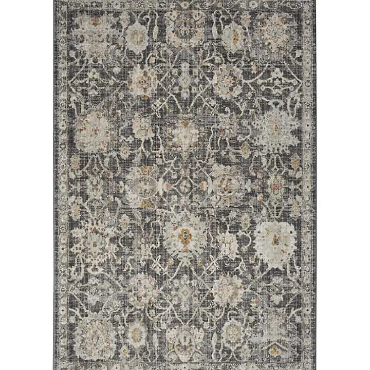Vintage Charcoal Oushak Area Rug, 5x7