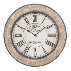 Vintage Cream Rust Round Framed Wall Clock