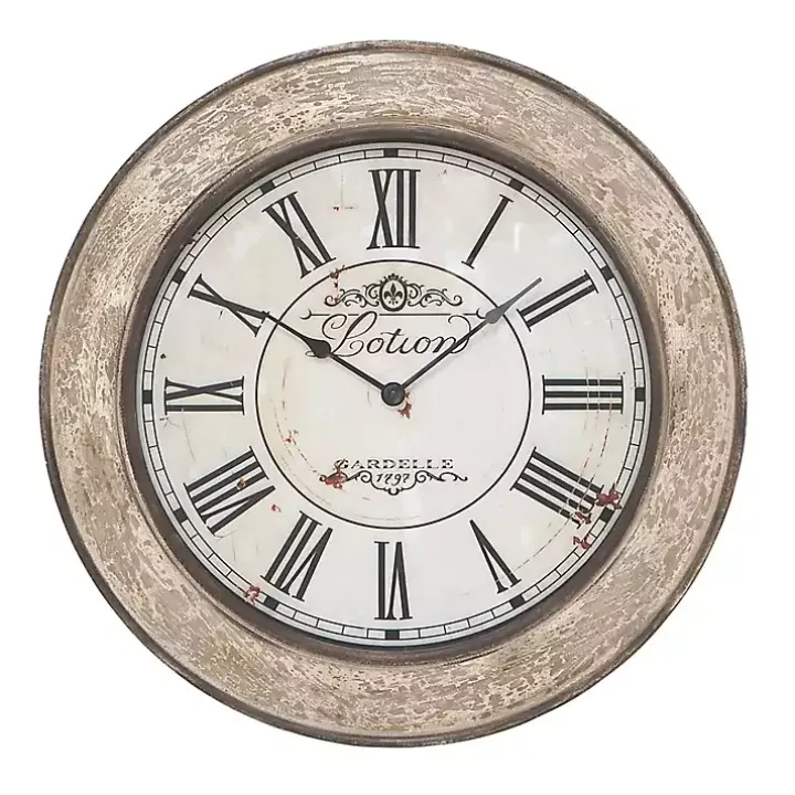Vintage Cream Rust Round Framed Wall Clock