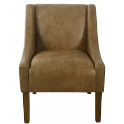 Vintage Faux Leather Swoop Accent Chair
