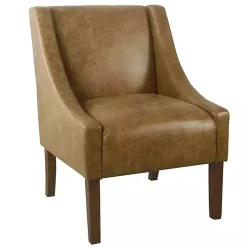 Vintage Faux Leather Swoop Accent Chair