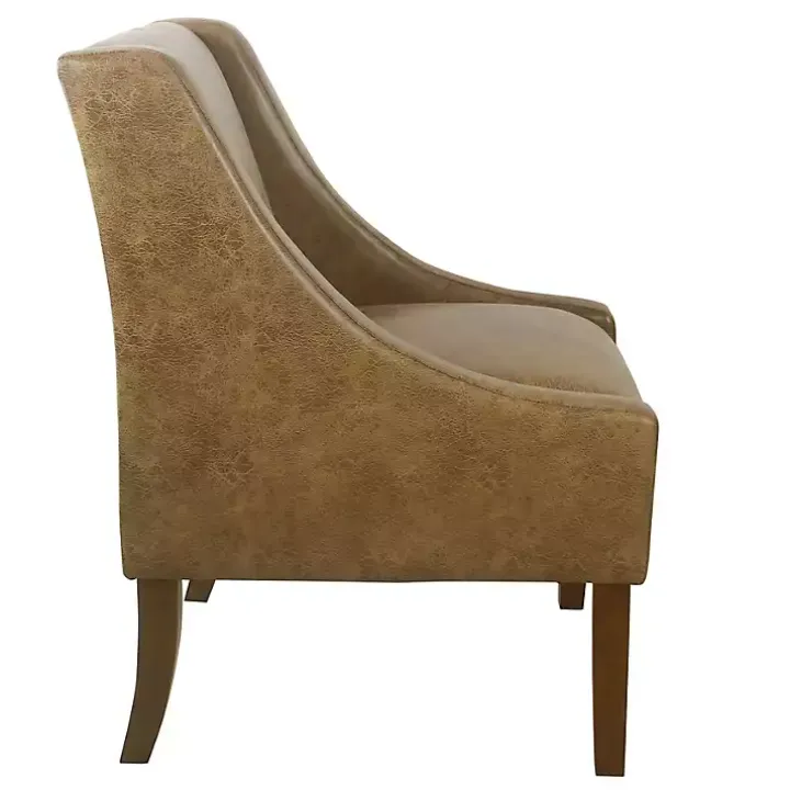 Vintage Faux Leather Swoop Accent Chair