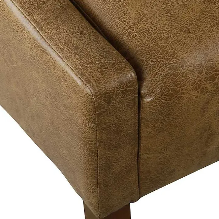 Vintage Faux Leather Swoop Accent Chair
