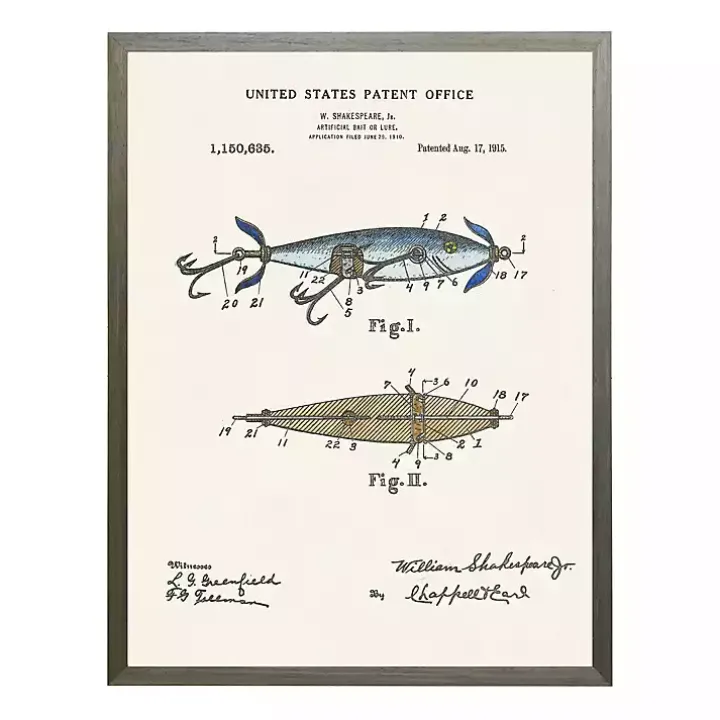 Vintage Fishing Lure Patent Framed Art Print