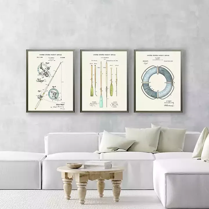 Vintage Fishing Reel Patent Framed Art Print