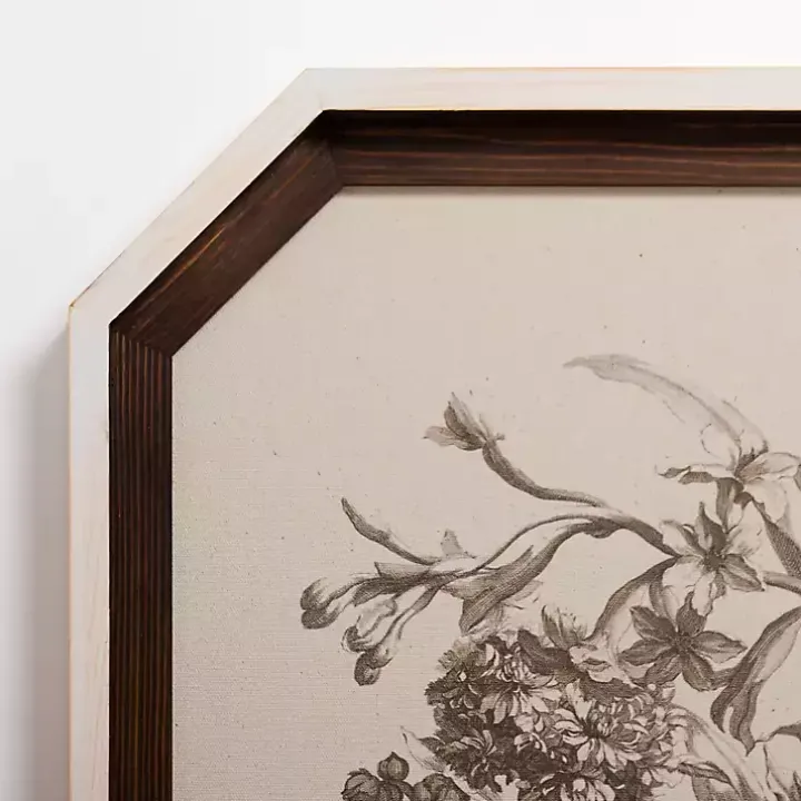 Vintage Floral Octagon Framed Art Print