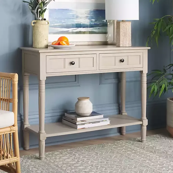 Vintage Gray 2-Drawer Samantha Console Table
