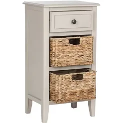 Vintage Gray Wood Baskets Everly Accent Table