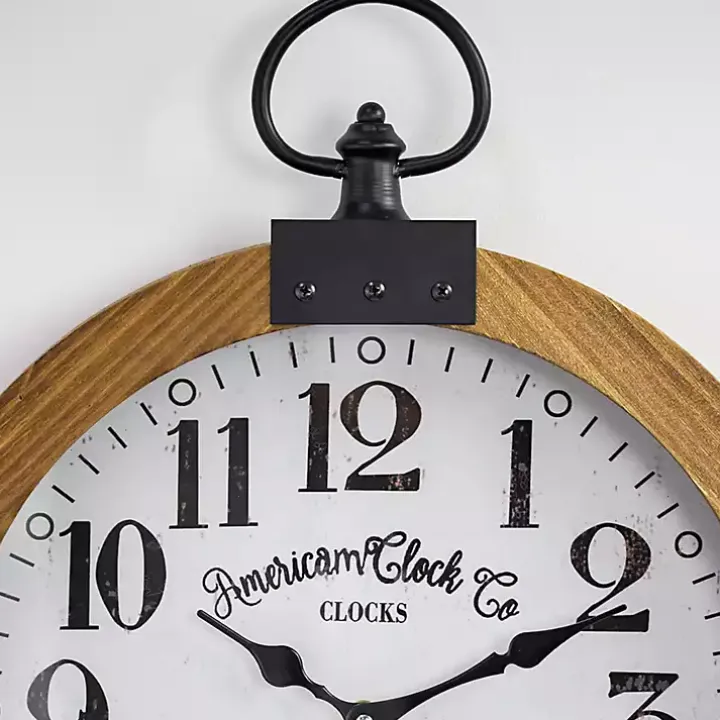 Vintage Pocket Watch Wooden Wall Clock