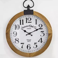 Vintage Pocket Watch Wooden Wall Clock