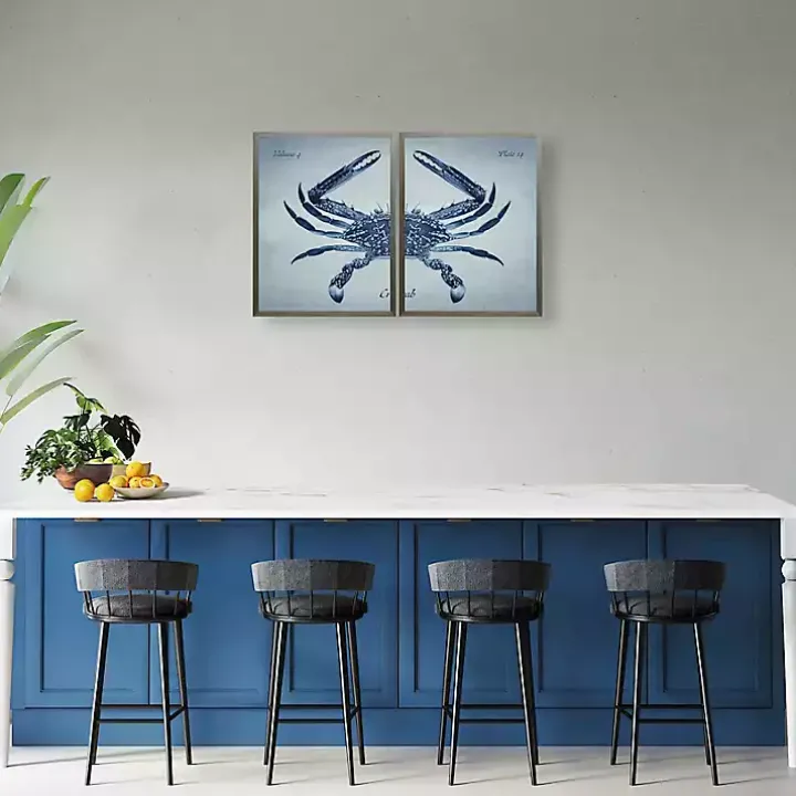 Vintage Split Crab Framed Art Prints, Set of 2