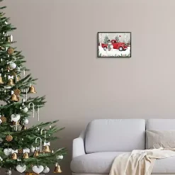 Vintage Truck Snowman Framed Art Print