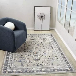 Vista Blue Beige Area Rug, 7x9