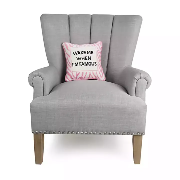 Wake Me When I'm Famous Needlepoint Throw Pillow