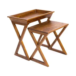 Walnut Acacia Wood 2-pc. End Table Set