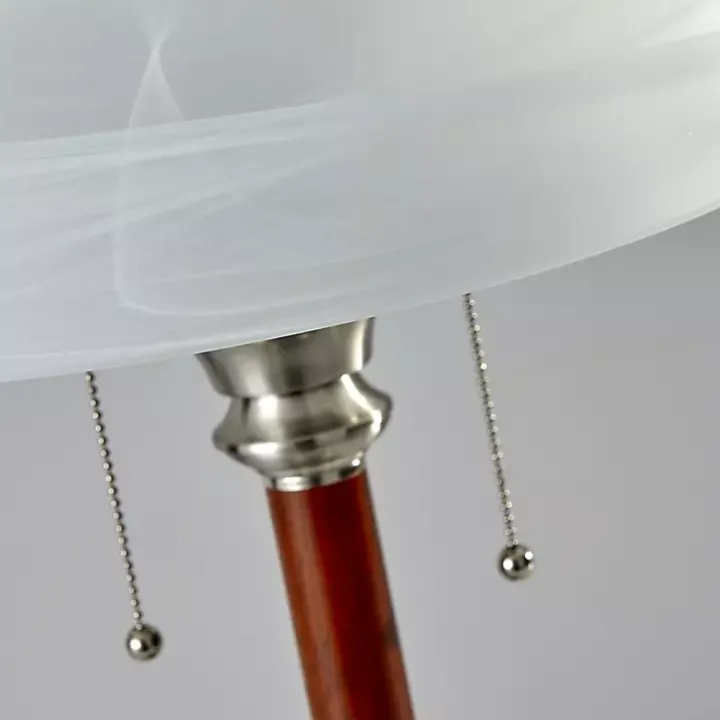 Walnut Alabaster Frosted Glass Table Lamp