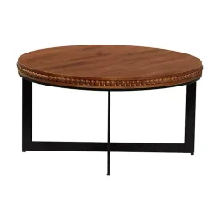 Walnut Beaded Industrial Coffee Table
