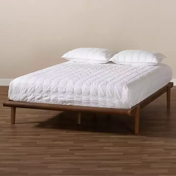 Walnut Brown Wood Full Platform Bed