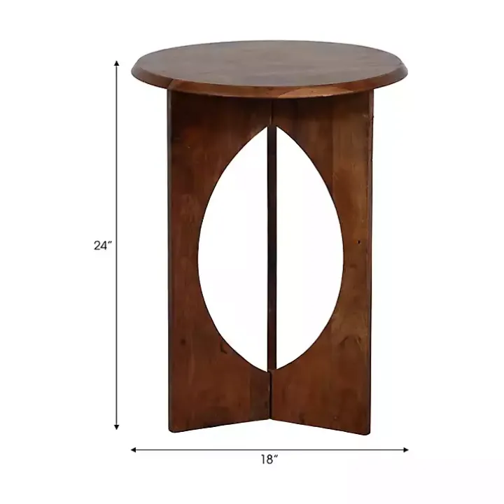 Walnut Cut-Out Round Accent Table