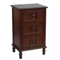 Walnut 3-Drawer Winne Accent Table