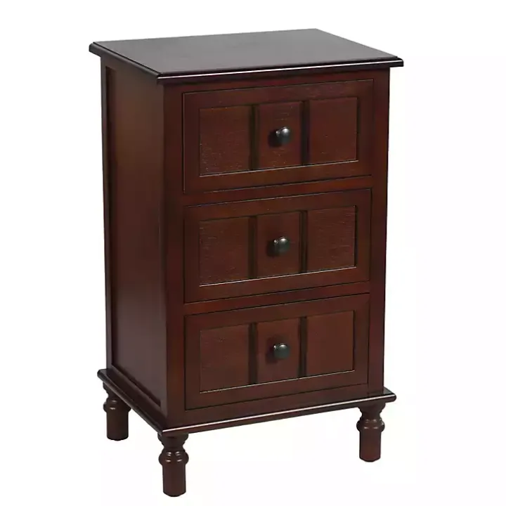 Walnut 3-Drawer Winne Accent Table
