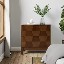 Walnut Geometric Mabel 2-Door Cabinet