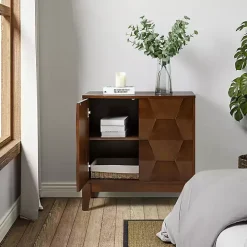 Walnut Geometric Mabel 2-Door Cabinet