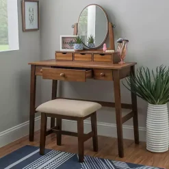 Walnut Lorna Tilting Mirror 2-pc. Vanity Set