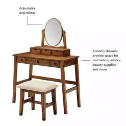 Walnut Lorna Tilting Mirror 2-pc. Vanity Set
