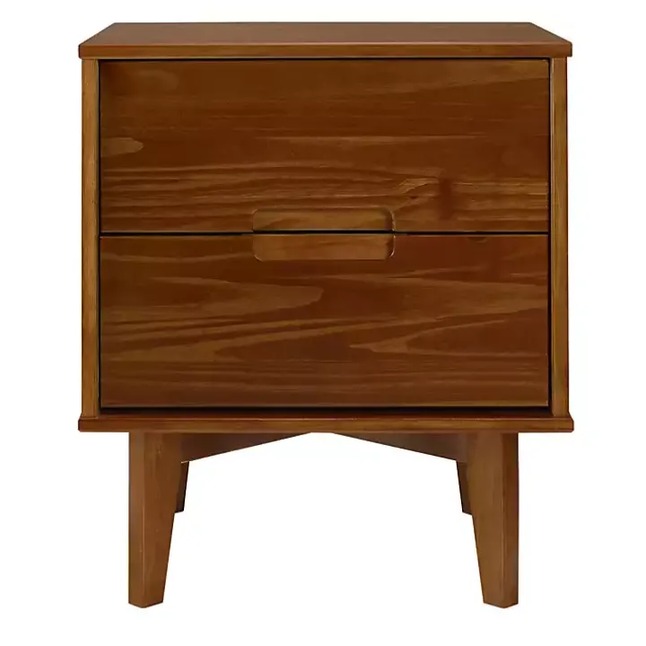 Walnut Mid-Century Modern 2-Drawer Nightstand