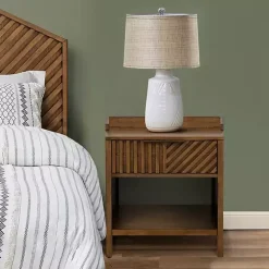 Walnut Mid-Century Modern Carved Nightstand