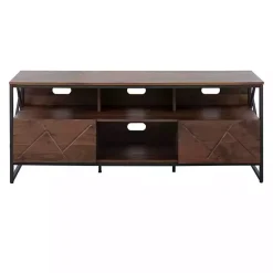 Walnut Wood and Black Steel Media Stand
