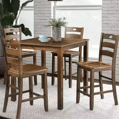 Walnut Wood Brooke 5-pc. Counter Height Set