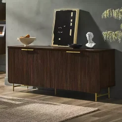 Walnut Wood Scandinavian 4-Door Sideboard
