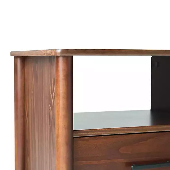 Walnut Wood Spindle Leg Nightstand