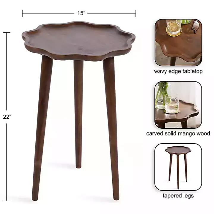 Walnut Wood Wavy Accent Table