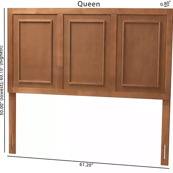 Warm Brown 3-Panel Wood Full Headboard