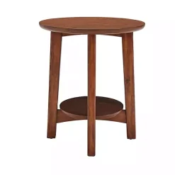 Warm Chestnut Wood Round Accent Table
