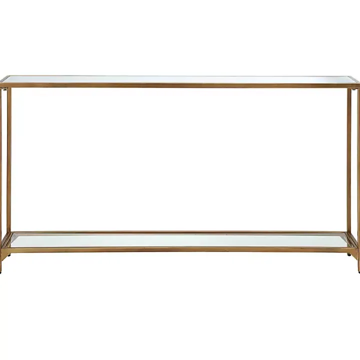 Warm Golden Mirrored Top Console Table