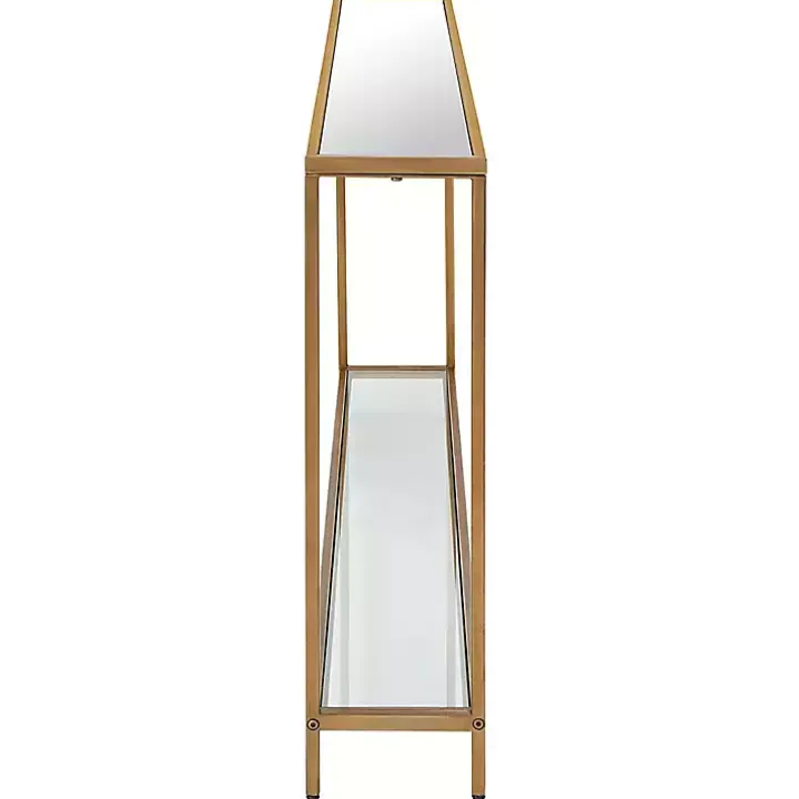 Warm Golden Mirrored Top Console Table