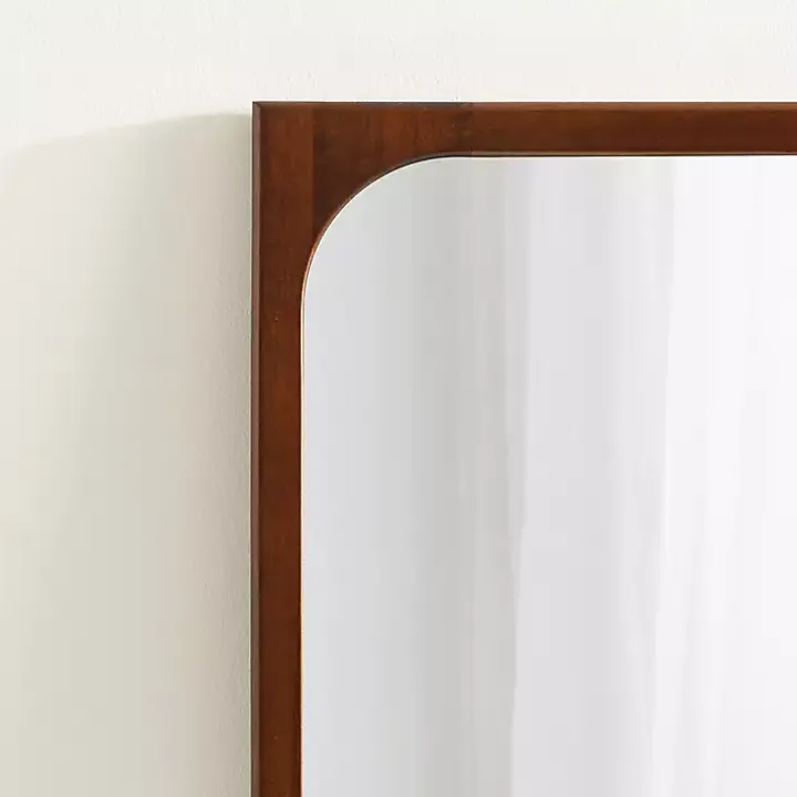 Warm Walnut Rounded Rectangle Wall Mirror