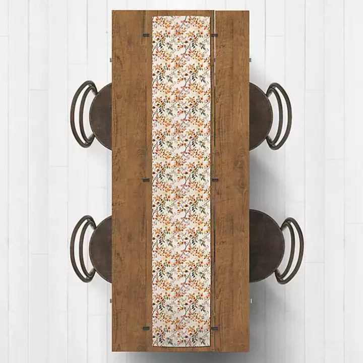 Watercolor Autumn Botanicals Table Runner, 90 in.