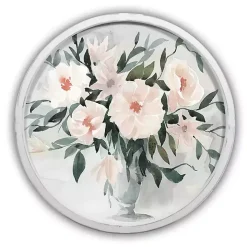 Watercolor Bouquet Round White Framed Art Print