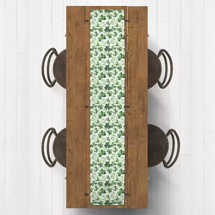 Watercolor Clovers Table Runner, 90 in.