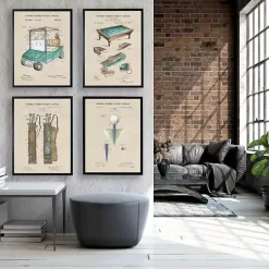 Watercolor Golf Bag Framed Art Print