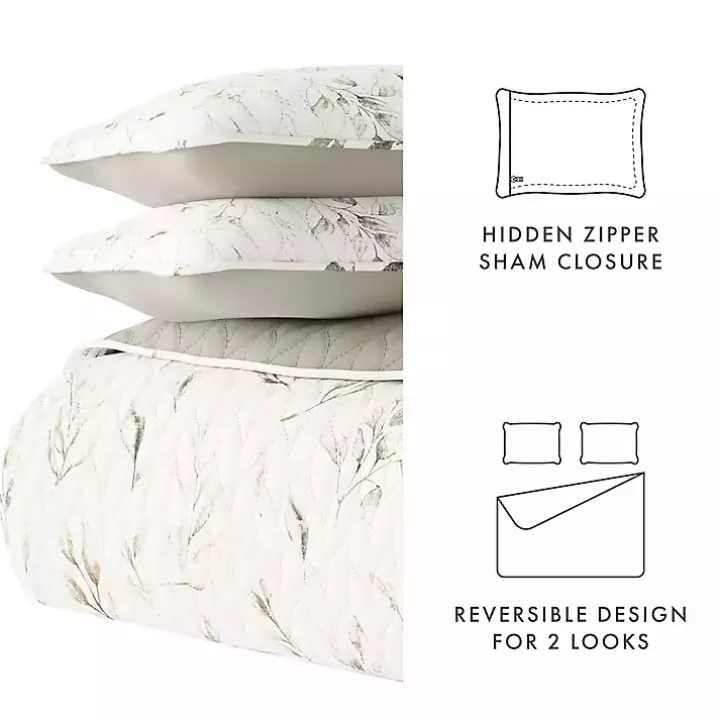 Watercolor Leaves Reversible 2-pc. Twin Quilt Set