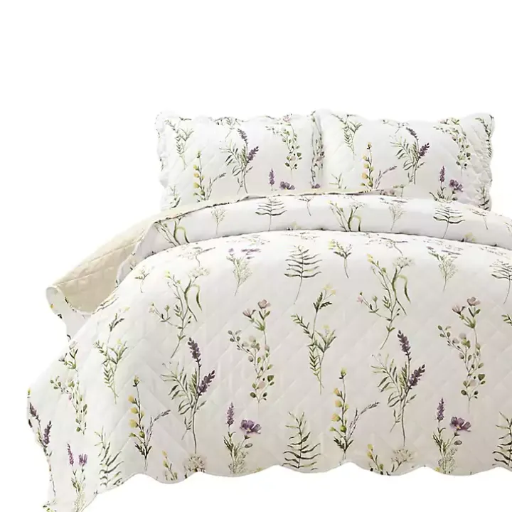 Watercolor Wildflower 3-pc. Full/Queen Quilt Set