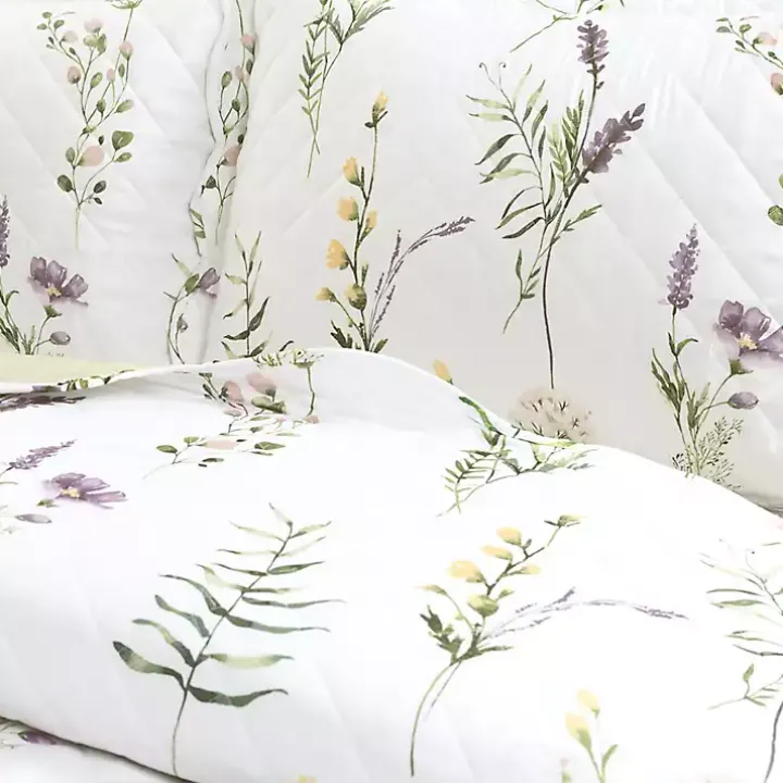 Watercolor Wildflower 3-pc. Full/Queen Quilt Set