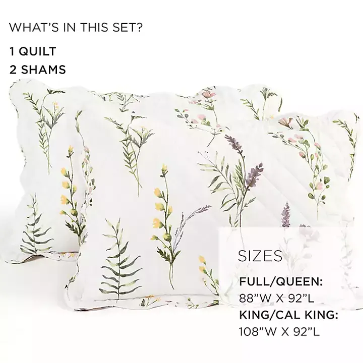 Watercolor Wildflower 3-pc. Full/Queen Quilt Set